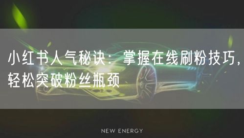 小红书人气秘诀:掌握在线刷粉技巧,轻松突破粉丝瓶颈