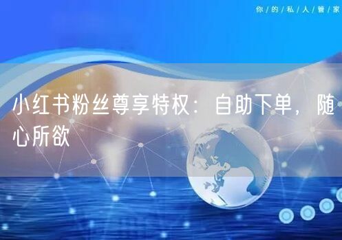 小红书粉丝尊享特权:自助下单,随心所欲
